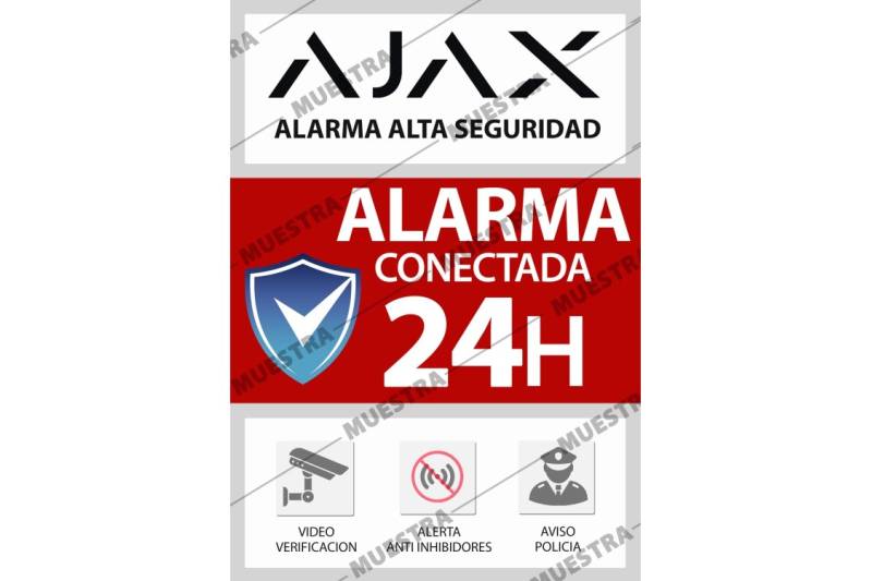 Cartel AJAX genérico de PVC exterior, DIN A4 (210x297mm)