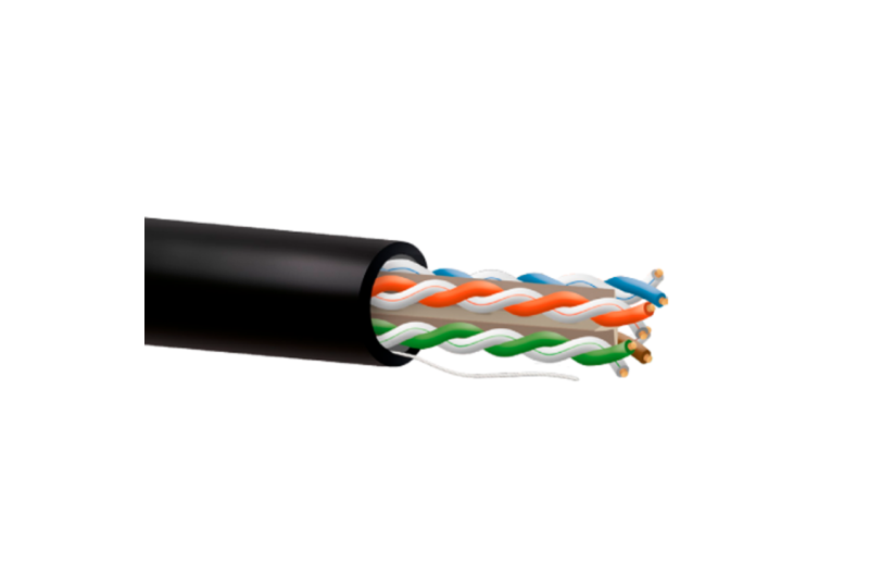 Cable CAT6 UTP, Cobre, CPR-FCA,24AWG, 0.51mm, Polietileno (Exterior), negro. Bobina 305mts