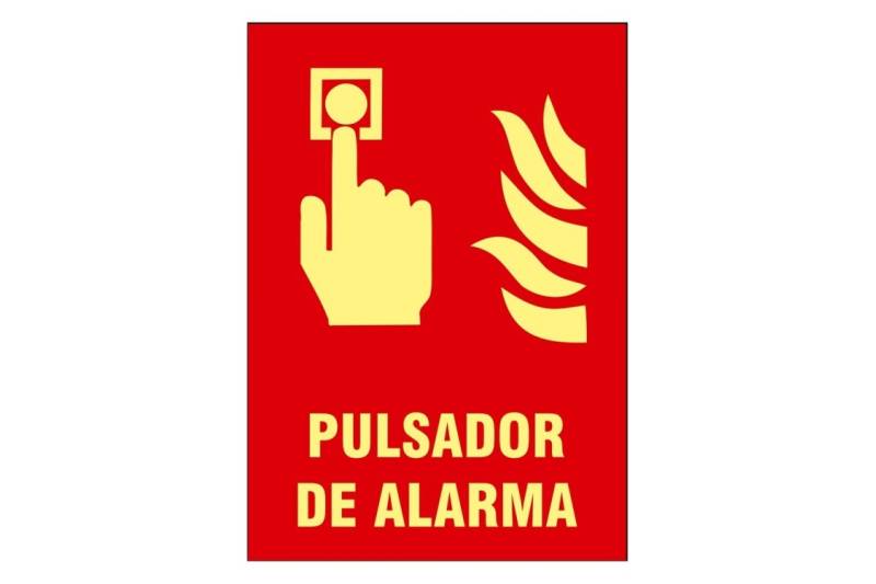 Cartel de señalización de pulsador alarma incendio