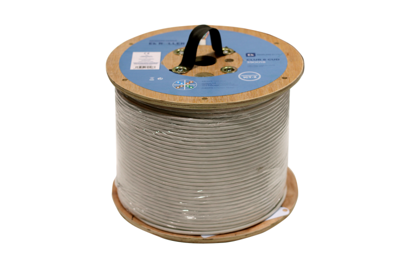 Cable CAT6 UTP, Cobre, LSZH, DCA, AWG 23, conductor de 0.51mm, blanco. Bobina 305mts