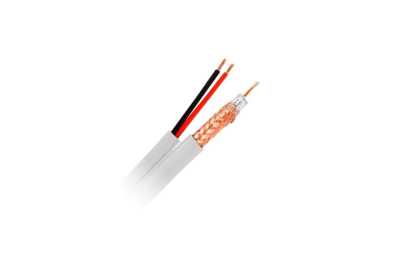 Cable coaxial combi RG-59+2 alimentación SIAMÉS, 9mm. Bobina de 100 metros