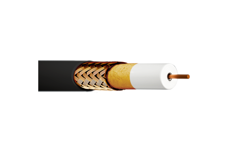 Cable coaxial cobre 6,8mm. Conductor interno CU 1,13mm. Atenuación 17,4/28,2dB (862/2150MHz)