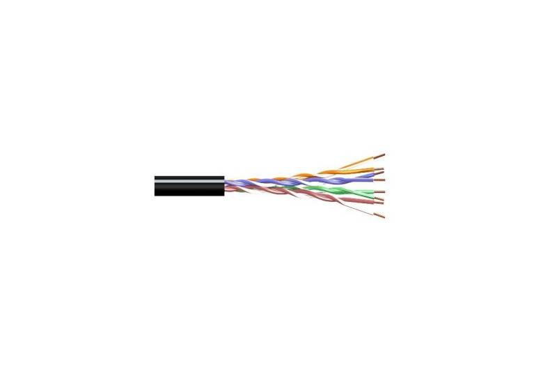 Cable CAT5e UTP, aluminio Cobreado, Polietileno (exterior), negro. Bobina de 305mts